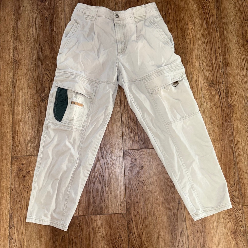 Vintage Bugle Boy Global Cargo Pants Mens 32x30 Khaki Tan Cotton Utility‎ 90s